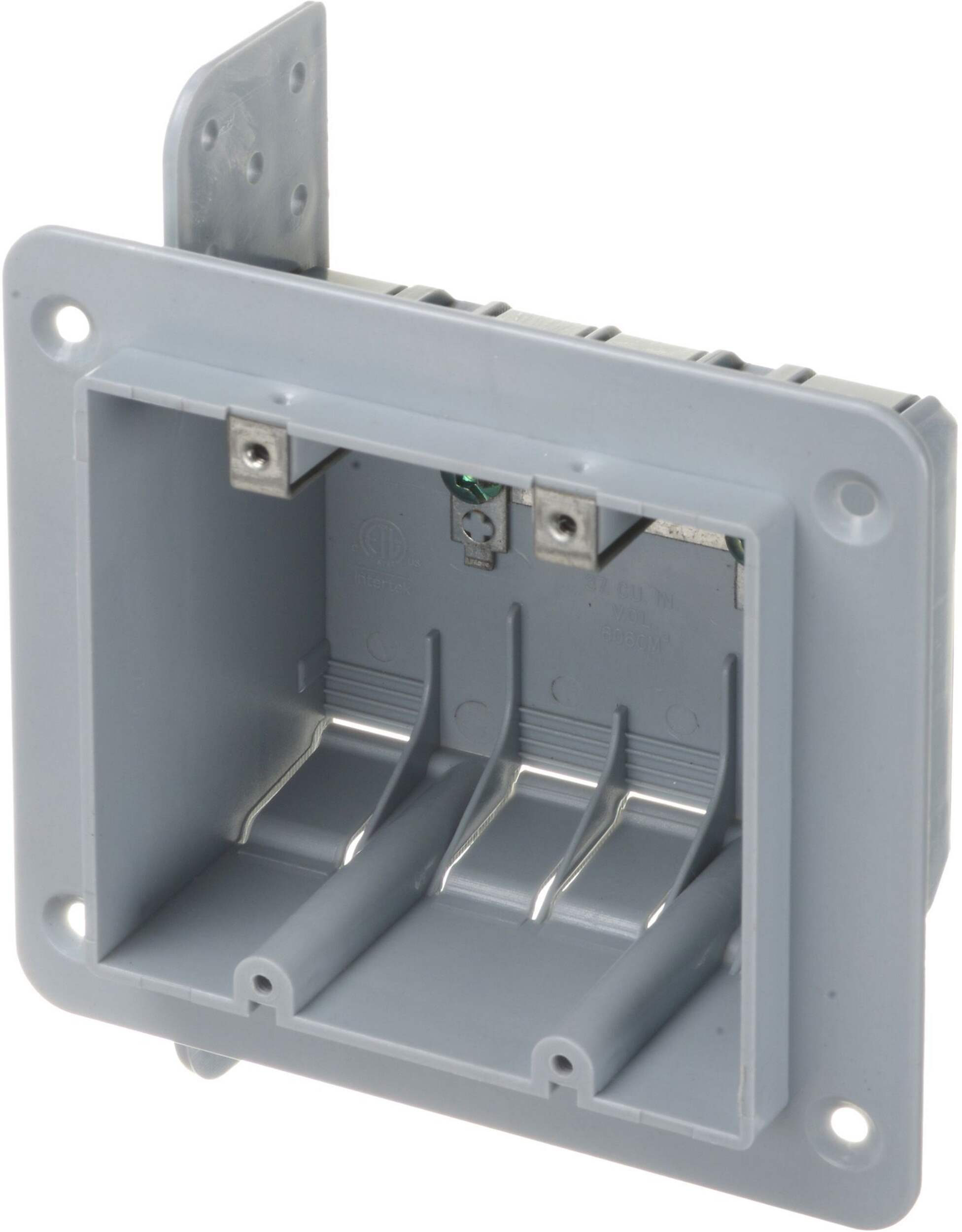 Boîte non métallique avec support à encastrer Hubbell 2022R, 2 dispositifs, 35 pouces cubes Front_Angled_Left