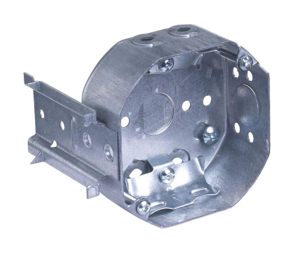 Hubbell 54151LBBAR Octagon Steel Box with Side Bracket, Raised Ground