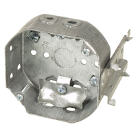 Boîte octogonale en acier avec support latéral, vis de surélevage, arrache-câbles, 4 po, 15 po3