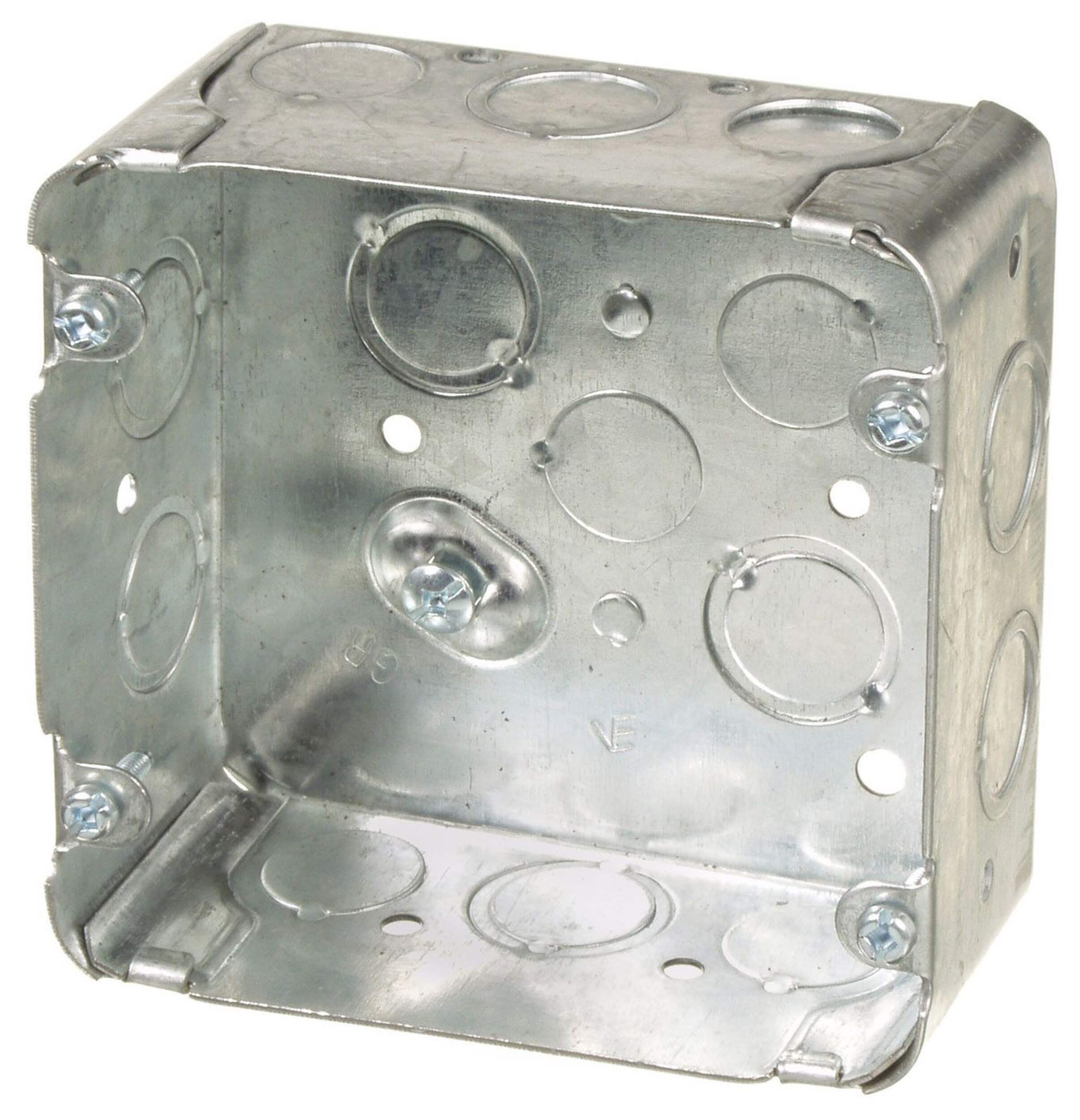 Boîte électrique carrée pour cuisinière et sécheuse avec disques défonçables, 1 1/8 po de profondeur, 4 11/16 po, 42 po3 Front_Angled_Left