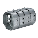 Boîte octogonale Hubbell 54151LVP4 avec support latéral, vis de surélevage, extrémités de câblage, 4 po, 15 pi3, paq. 4 Front_Angled_Left