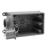 Boîte en PVC étanche pour l'extérieur Leviton 37033-701, 1 dispositif, 4 cosses de fixation, 3/4 po Front_Angled_Right