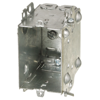 Gangable Metal Electric Box with Flush Ears, Universal Clamp, 3-in Deep, 15 Cubic Inches Front_Angled_Left