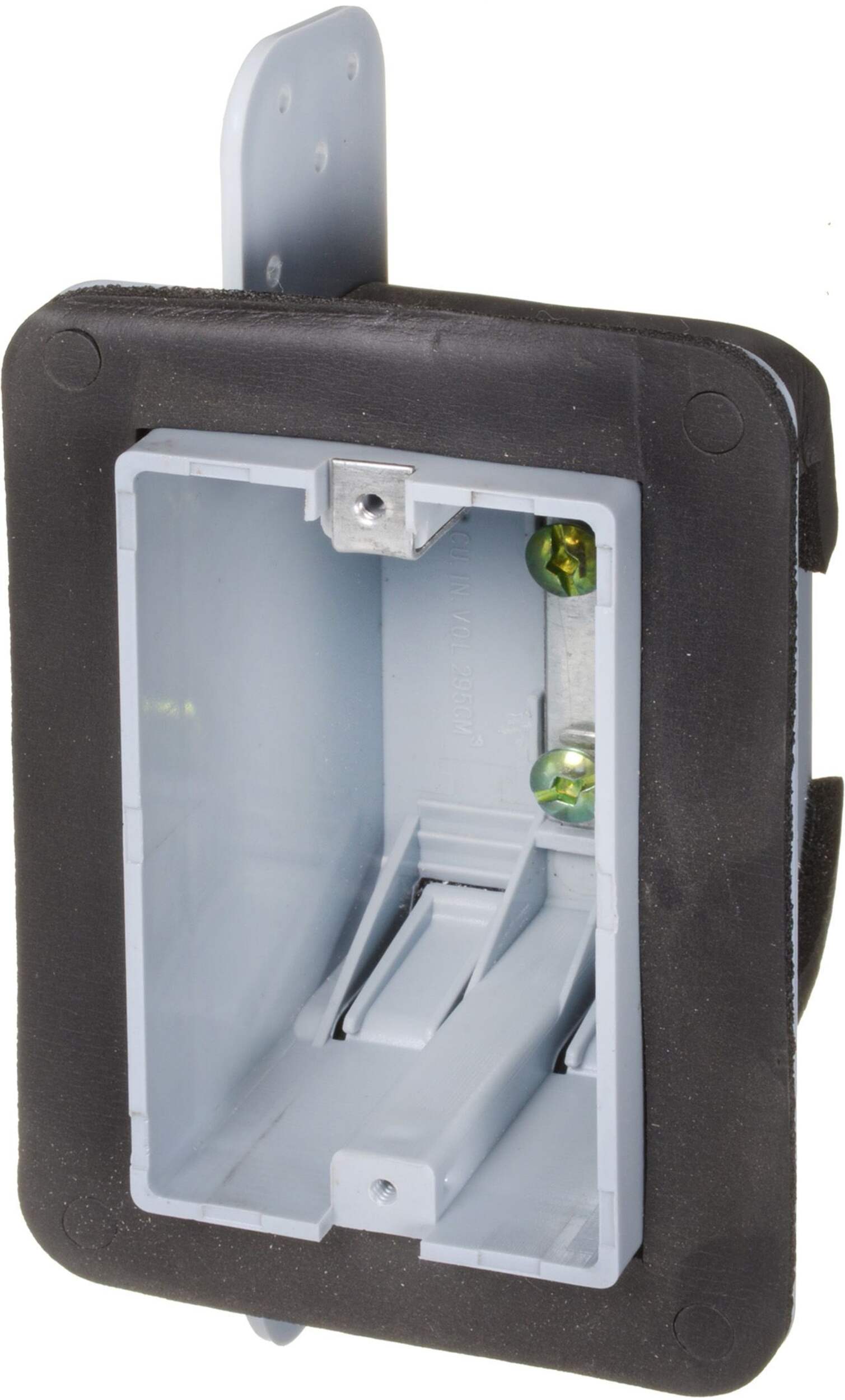 Boîte à câble pare-vapeur à bride Hubbell 2011FBAR, 1 dispositif, non métallique, niche de 2 3/4 po, réglage de 1⁄2 po, 18 po3 Front_Angled_Left