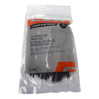 Certified Medium Duty UV Resistant Cable Ties, Black, 4-in, 100-pk