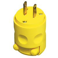 Leviton 115PV-000 PVC Plug, 15 Amp, 125 Volt, Non Grounding, Residential Grade, Yellow