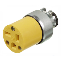 PVC Connector, 20 Amp, 125 Volt, Grounding, Commercial Grade, Yellow