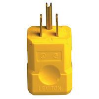 Leviton 05256-0VY Python Nylon Plug, 15 Amp, 125 Volt, 2 Pole, 3 Wire, Grounding, Industrial Grade, Yellow