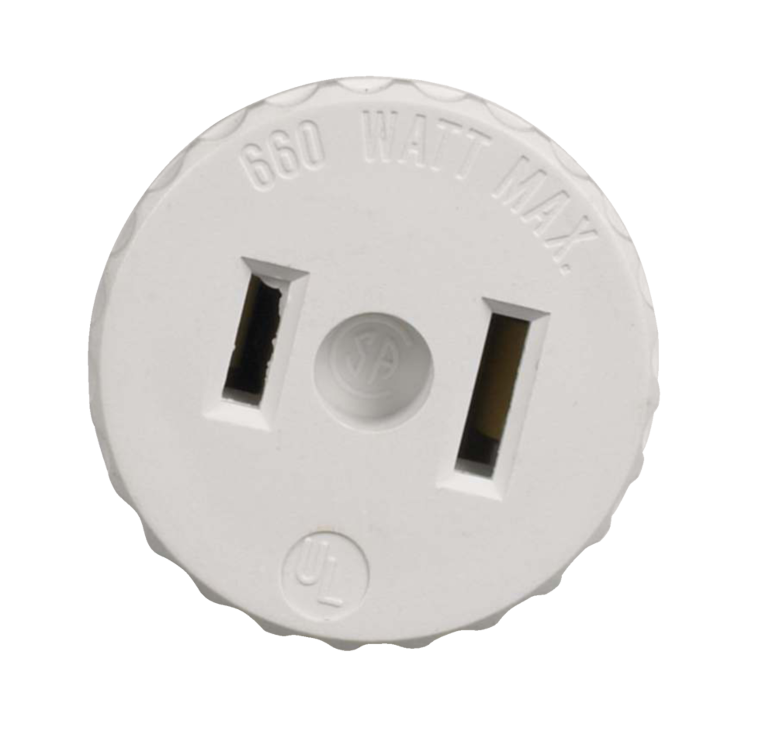 Leviton 00125-00W Medium Base Lampholder to Outlet Adapter with Screwbase, 660 W, 125 Volt, White Front_Flat
