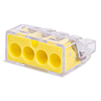 GARDNER BENDER 19-PC4 4 Port PushGard Push-In Wire Connector, Yellow, 10-pk Front_Three_Fourths_Angled_Left