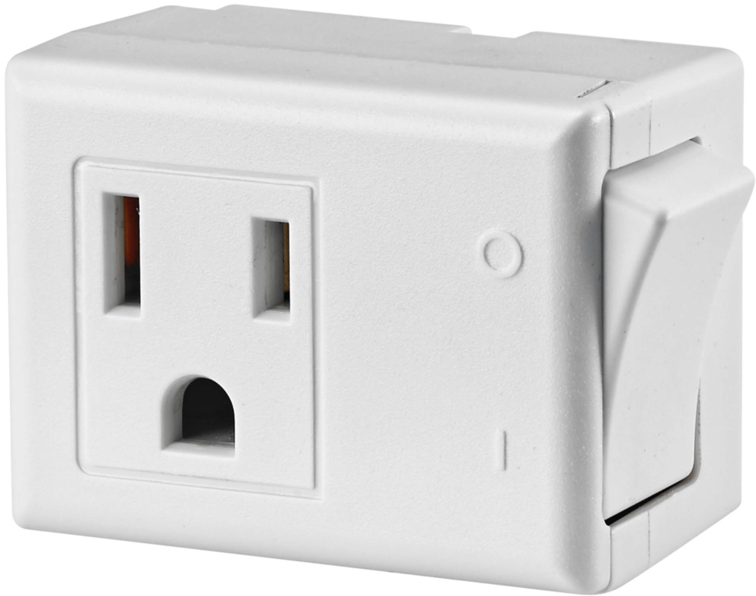 Leviton 01469-00W Plug-in Switch, 13 Amp, 125 Volt, Non Grounding, White Front_Angled_Left