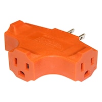 Leviton 00694-000 Heavy Duty Single to Triple Outlet Adapter, 15 Amp, 125 Volt, Grounding, Orange