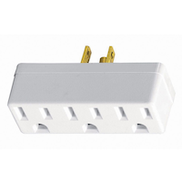 Leviton 00697-00W Single to Triple Outlet Adapter, 15 Amp, 125 Volt, Grounding, Residential Grade, White