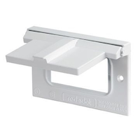 Leviton 37130-721 GFCI Horizontal Outlet Cover Designed for GFCI Receptacles, White Front_Angled_Left