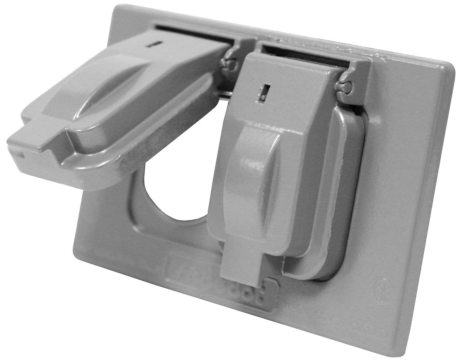 Thomas & Betts 37127-722 Horizontal Duplex Outdoor Outlet Cover, Includes  Gasket and Screws, Grey