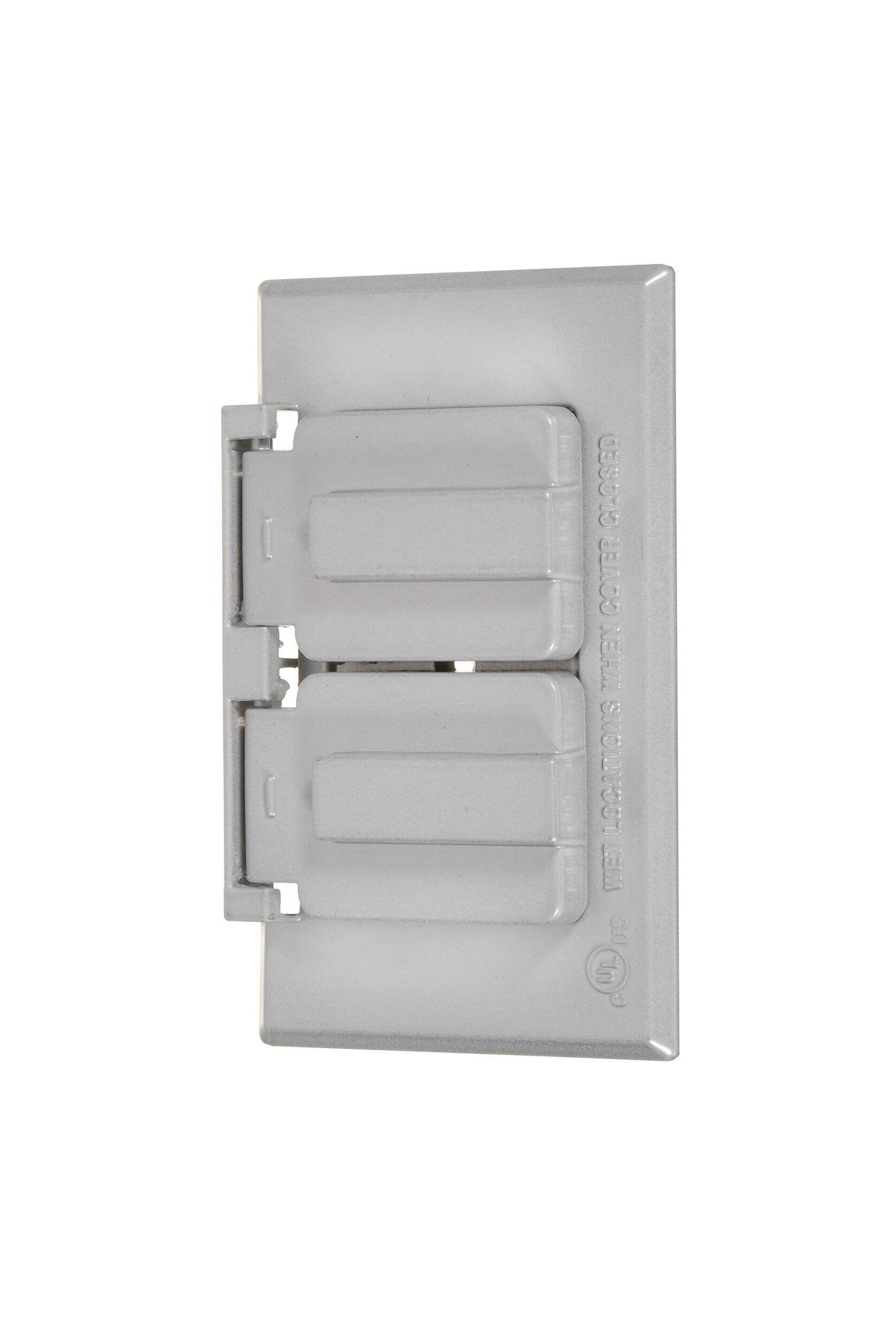 Plaque horizontale extérieure pour prise double, joint d'étanchéité et vis inclus, gris Front_Angled_Left