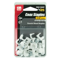 GARDNER BENDER PSW-1650T Polyethylene Coaxial Staples, White, 1/4-in, 25-pk Front_Flat