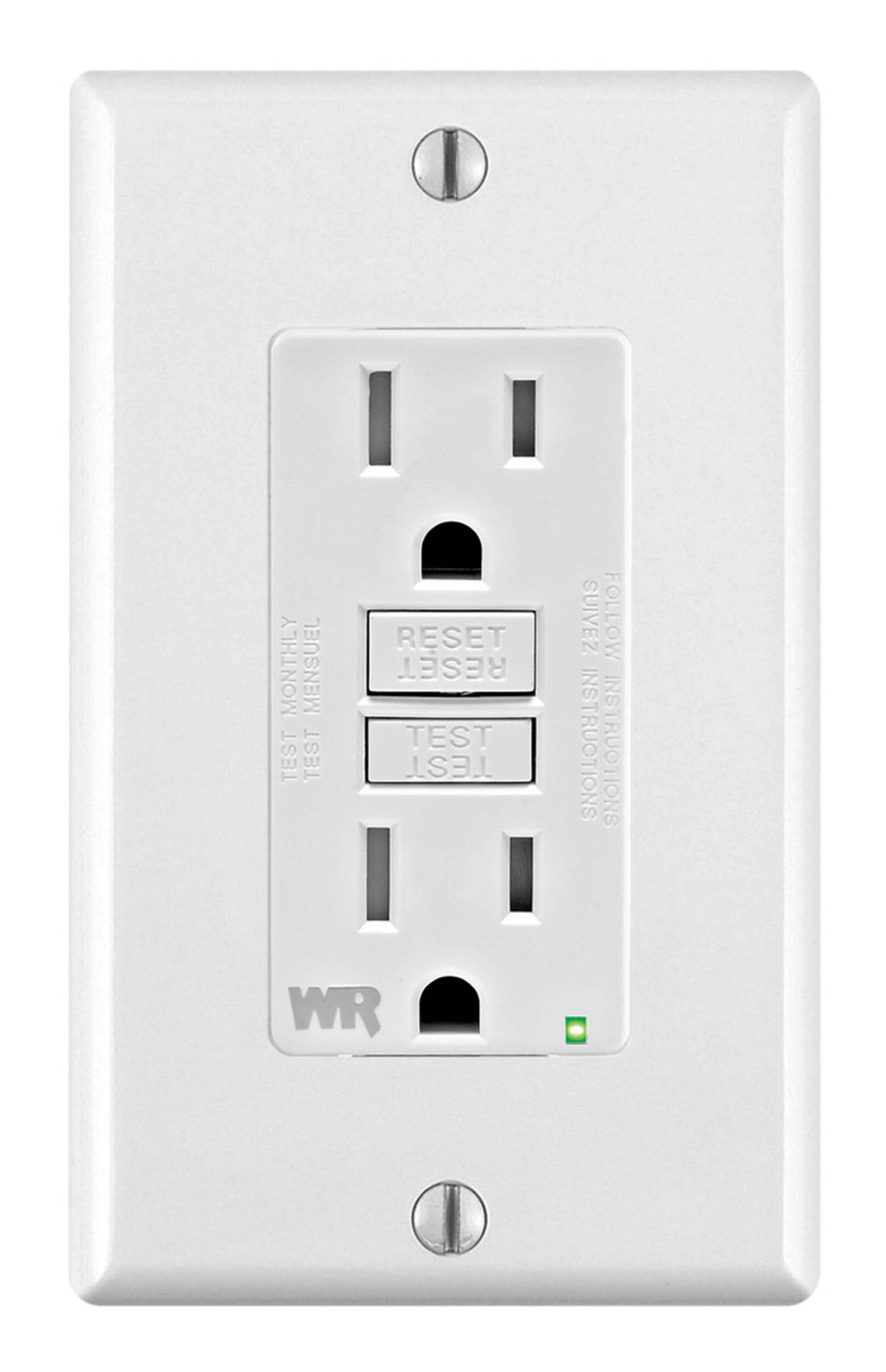 Leviton GFWT1-762 Weather/Tamper-Resistant SmartlockPro GFCI Receptacle/Outlet with Wall Plate, White Front_Flat