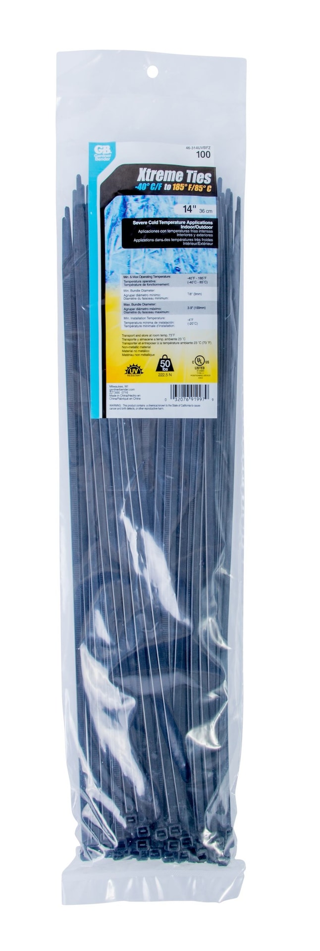GARDNER BENDER 46308UVBFZCC Medium Duty UV Resistant Xtreme Cable Ties