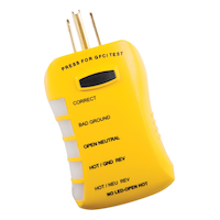 Sperry HGT6520 Stop Shock II GFCI Outlet Circuit Analyzer Tester with LED Indicator of Wiring Error Front_Angled_Left