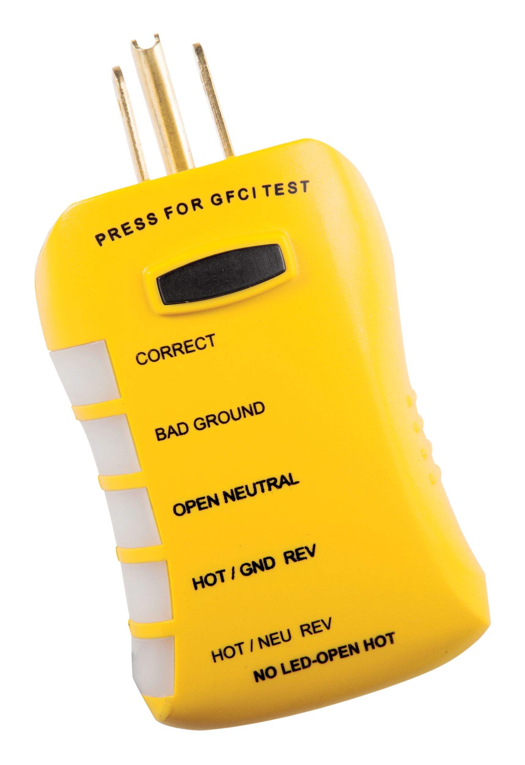 Sperry HGT6520 Stop Shock II GFCI Outlet Circuit Analyzer Tester with LED Indicator of Wiring Error Front_Angled_Left