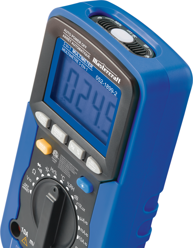 Multimètre numérique 5en1 Mastercraft, mesure la tension et le