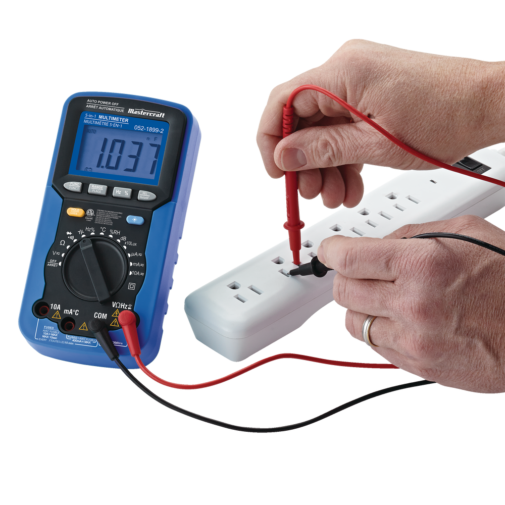 Mastercraft 5in1 Digital Multimeter, Measures AC/DC Voltage and