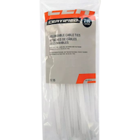 Certified Medium Duty Releasable Cable Ties, White, 7.5-in, 15-pk Front_Flat