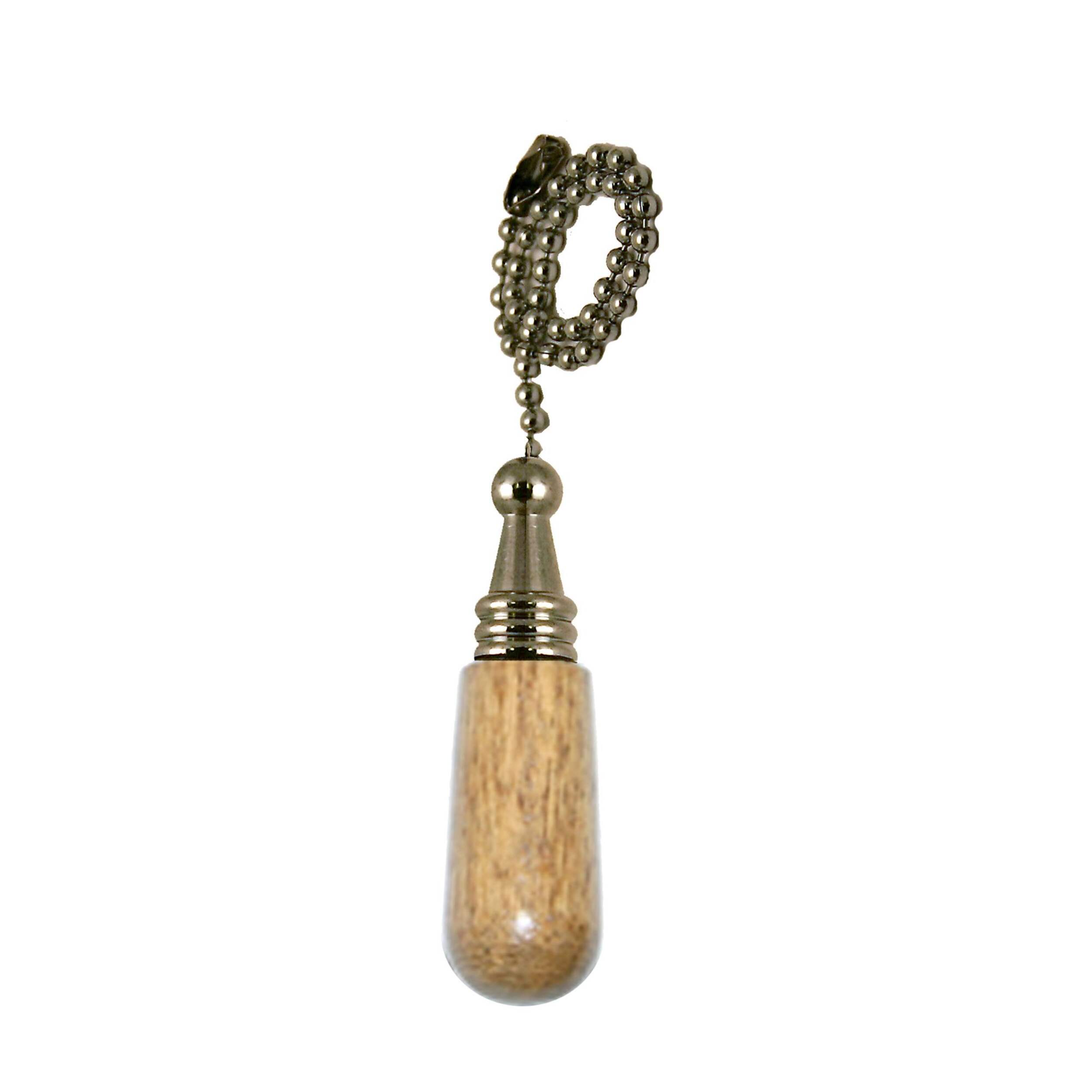 Atron Electro Industries FA229 Ceiling Fan Pull with Chrome Beaded Chain, Light Wood, 12-in Front_Flat