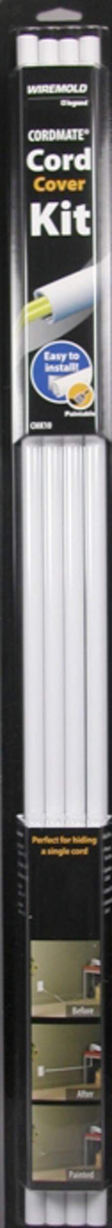 Wiremold CMK10 CordMate Cord Cover Kit, Paintable, White Front_Flat