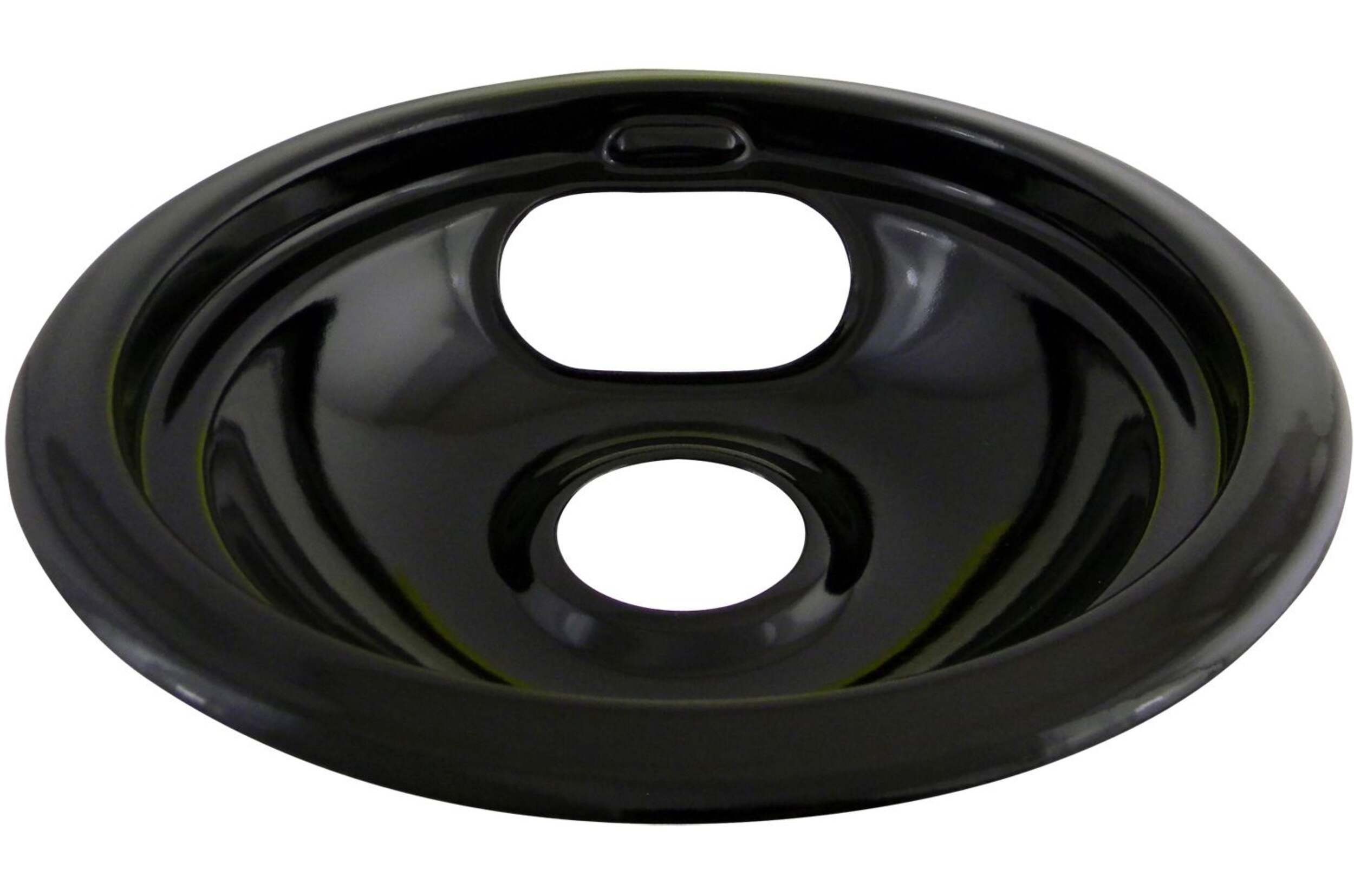 Laser 62243 Porcelain Stove Drip Pan with Trim Ring, Dishwasher Safe, Black, 6-in Overhead_Plunge