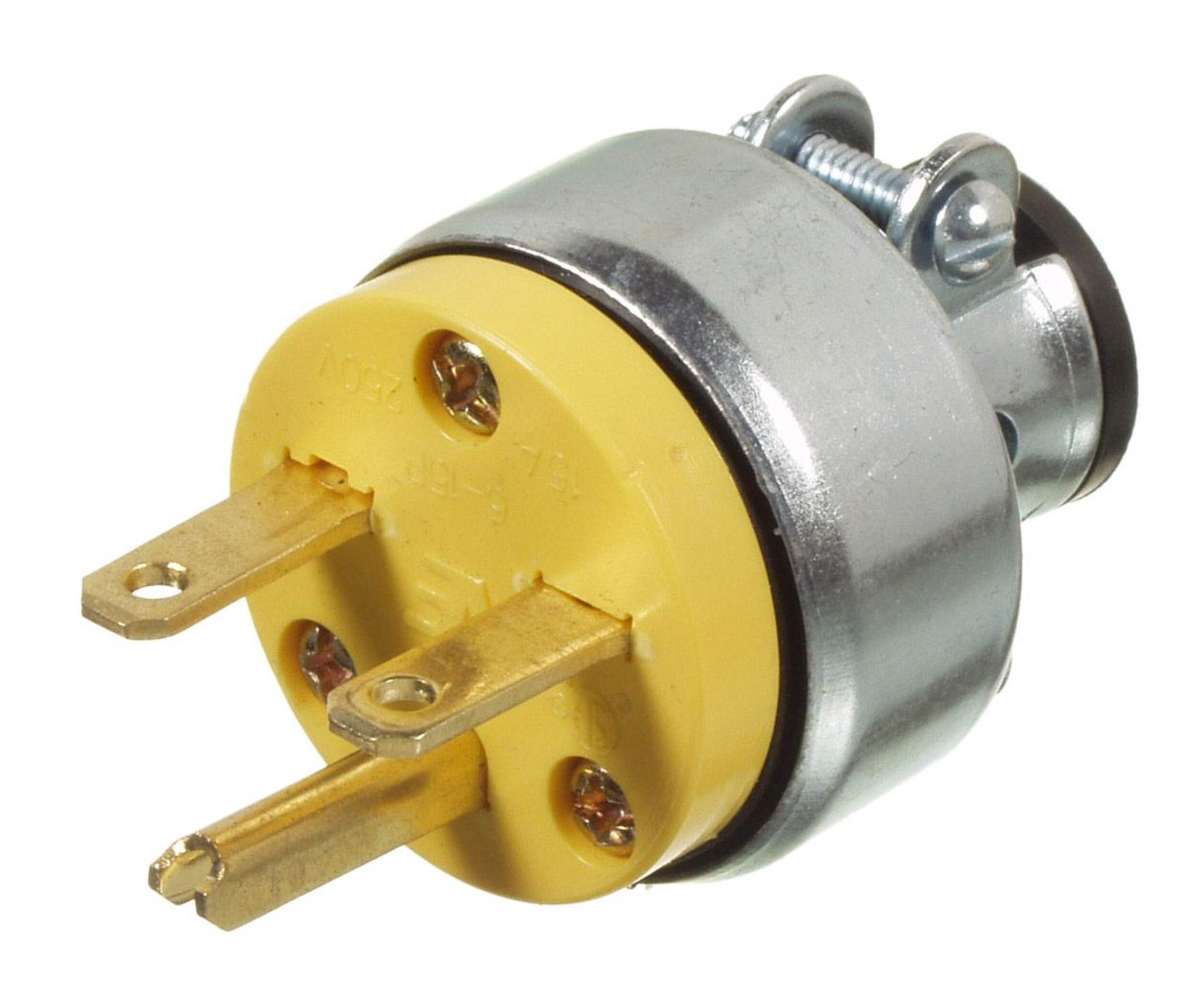 Leviton 615PR-739 NEMA 6 Standard Plug, 15 Amp, 250 Volt, 3 Wire, Grounding, Black Front_Angled_Left