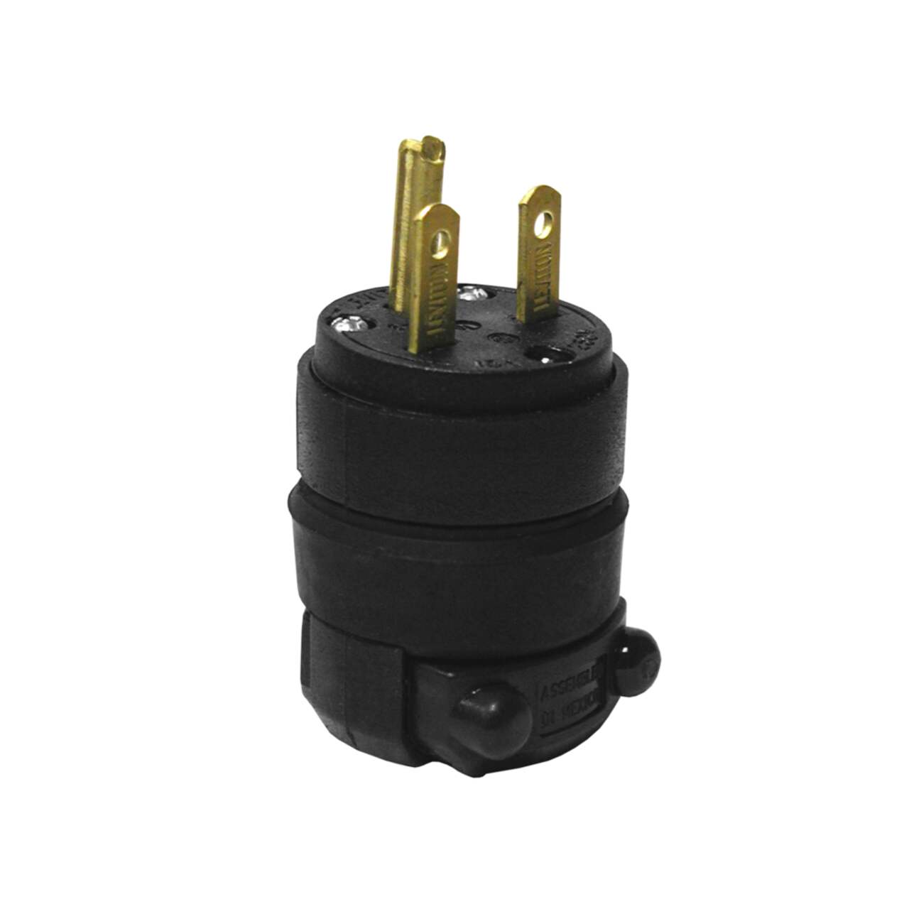 Leviton 615PR-739 NEMA 6 Standard Plug, 15 Amp, 250 Volt, 3 Wire,  Grounding, Black