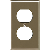Atron Electro Industries 2167DBN Duplex Wall Plate, 1 Gang, Nickel Brushed Front_Flat