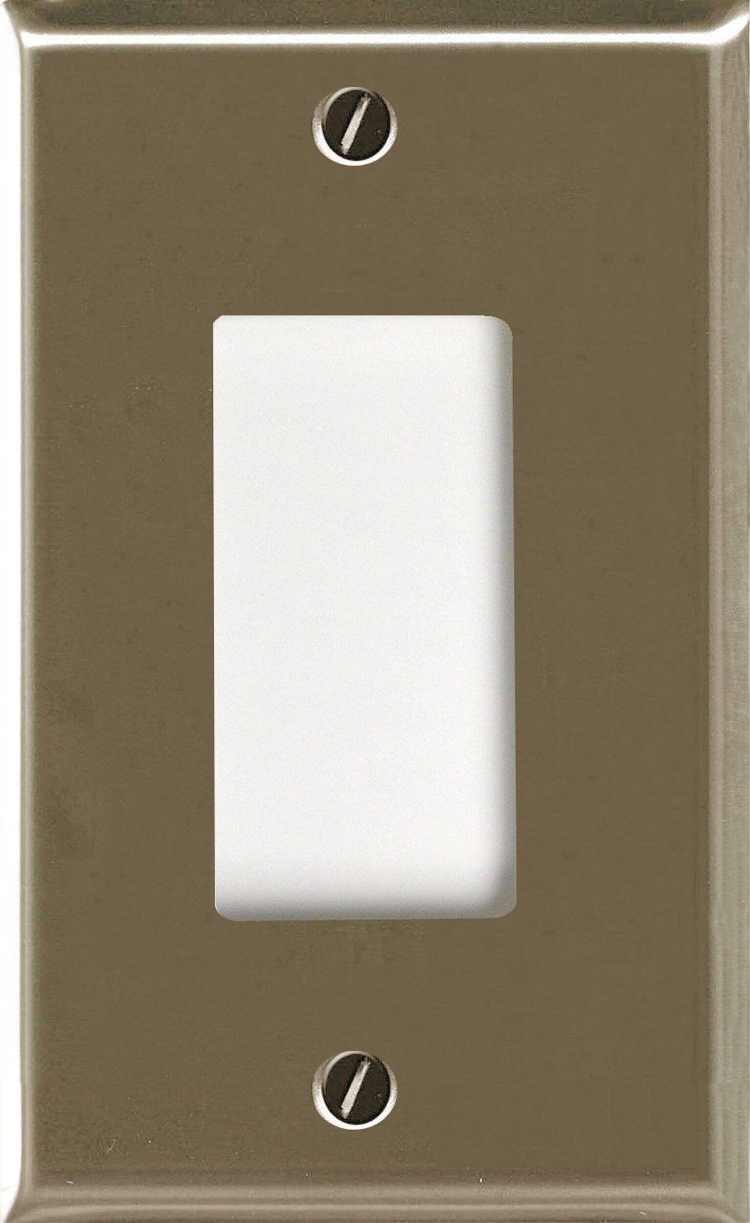 Atron Electro Industries 2167RBN Rocker Style Switch Plate, 1 Gang, Brushed Nickel Front_Flat