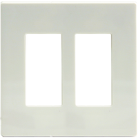 Atron Electro Industries DP42354RR Screwless Double Rocker Style Switch Plate, 2 Gang, White Front_Flat