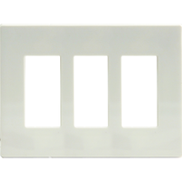 Atron Electro Industries DP42354RRR Screwless Triple Rocker Style Switch Plate, 3 Gang, White Front_Flat