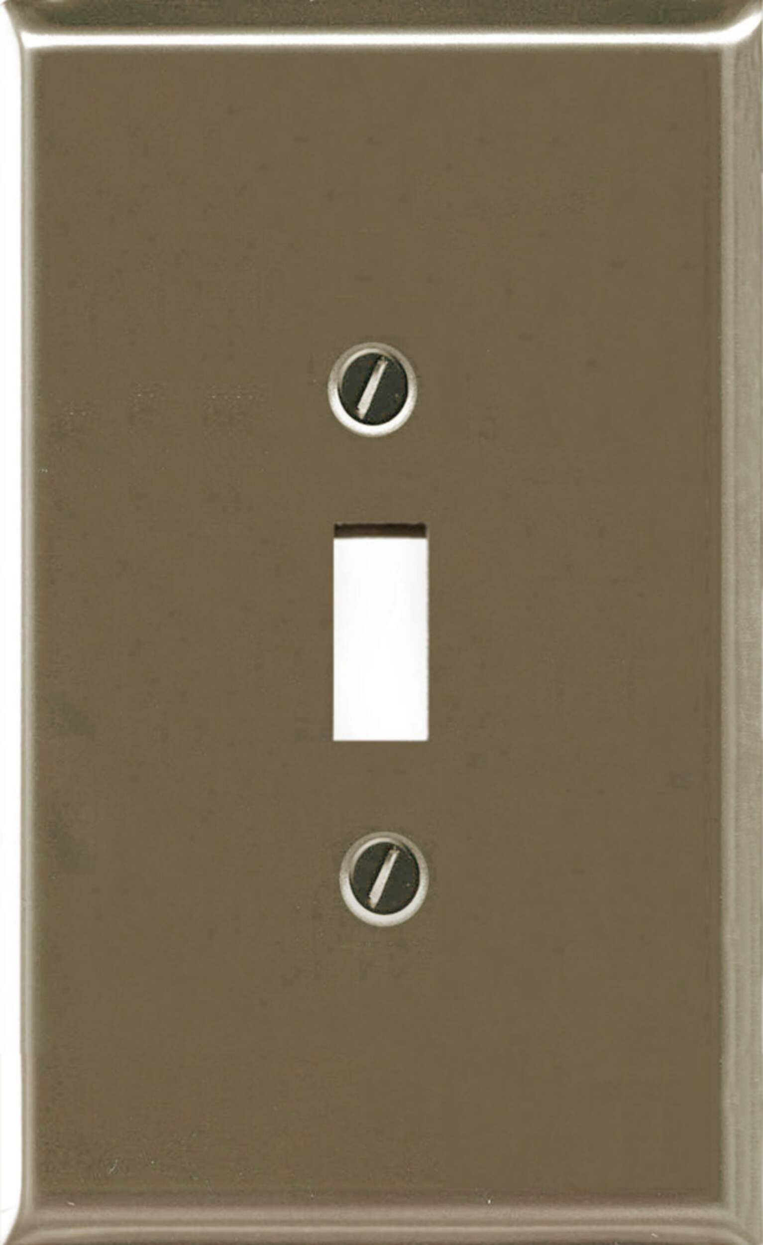 Atron Electro Industries 2167TBN Toggle Style Switch Plate, 1 Gang, Brushed Nickel Front_Flat