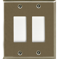 Atron Electro Industries 2167RRBN Double Rocker Style Switch Plate, 2 Gang, Brushed Nickel Front_Flat