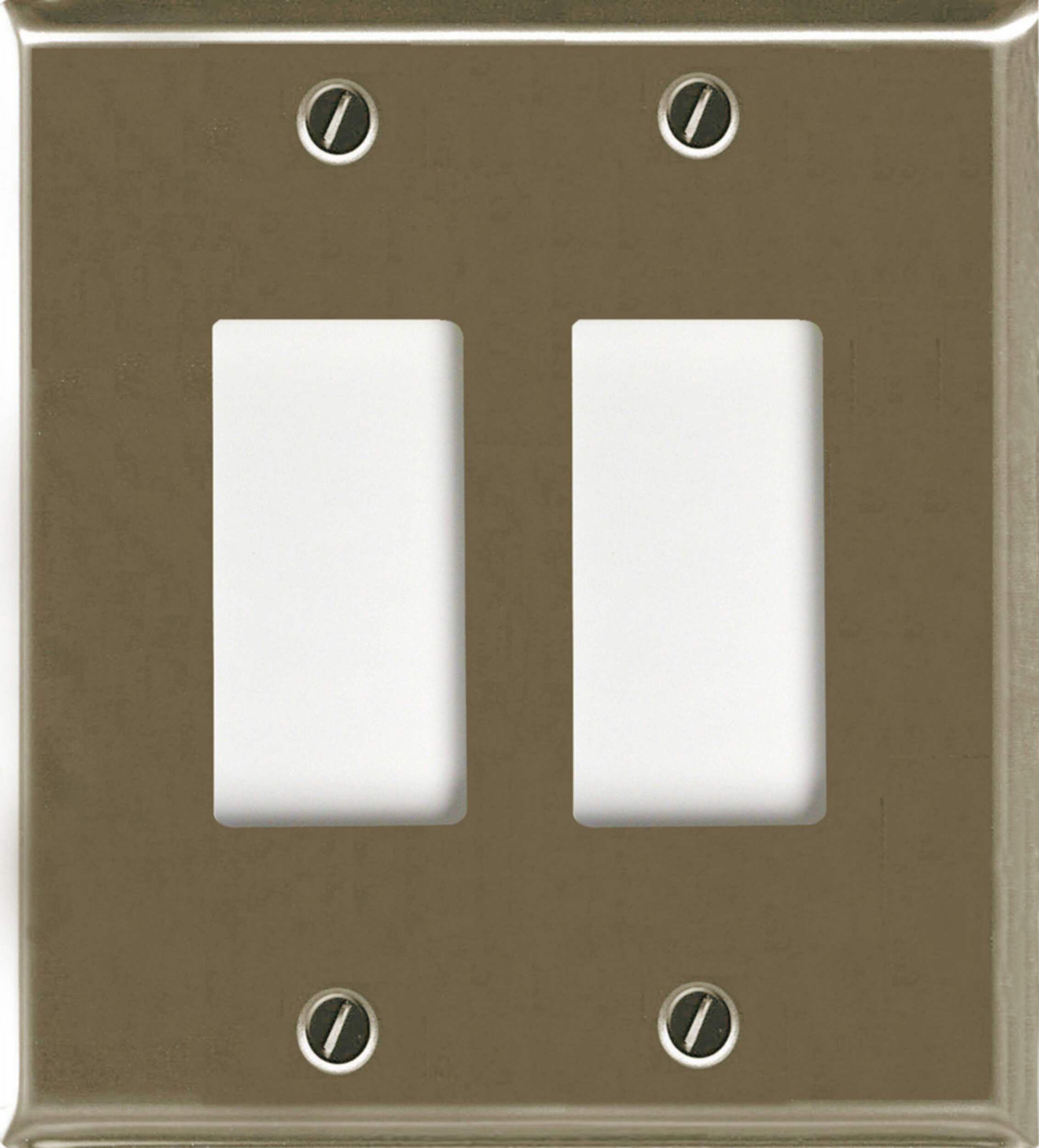 Plaque d'interrupteur à bascule double Atron Electro Industries 2167RRBN, 2 dispositifs, nickel brossé Front_Flat