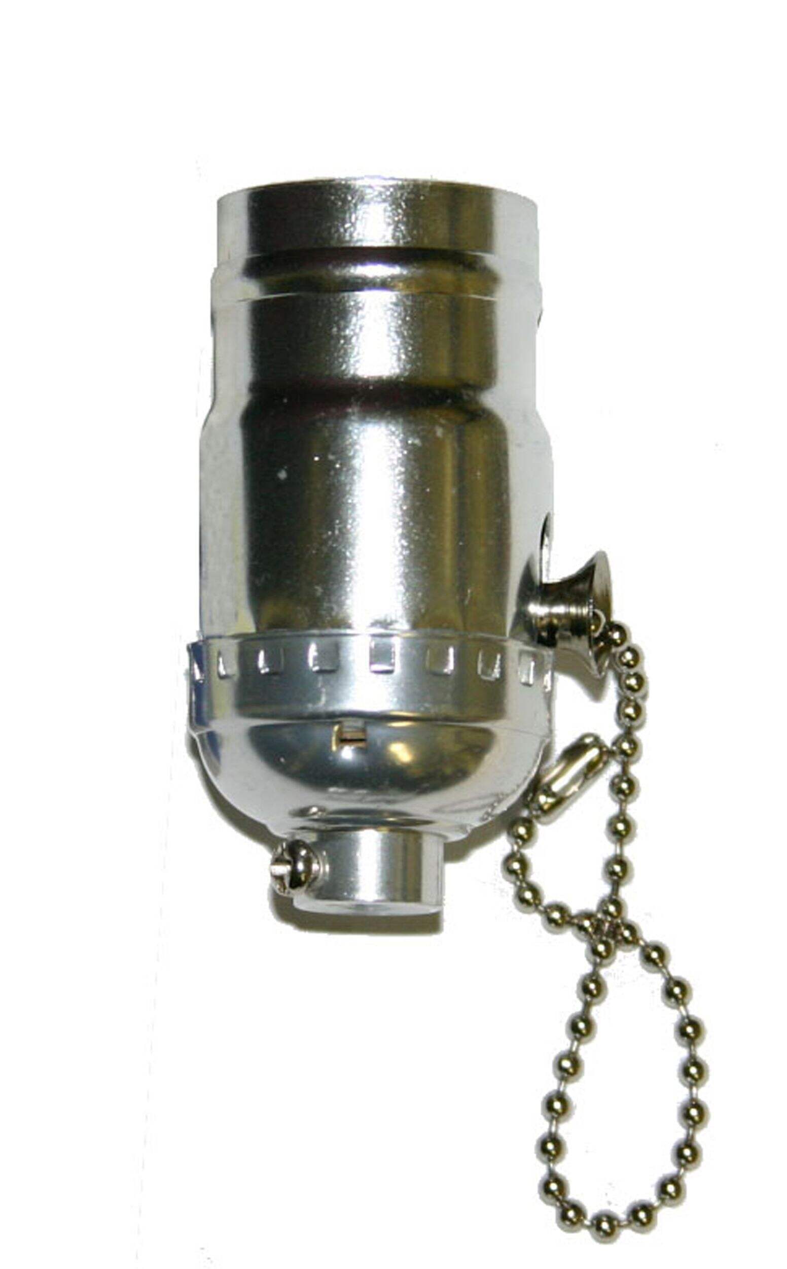 Atron Electro Industries LA848 Pull Chain Socket with Brass Housing Material, 250W, 250V, Chrome Front_Flat