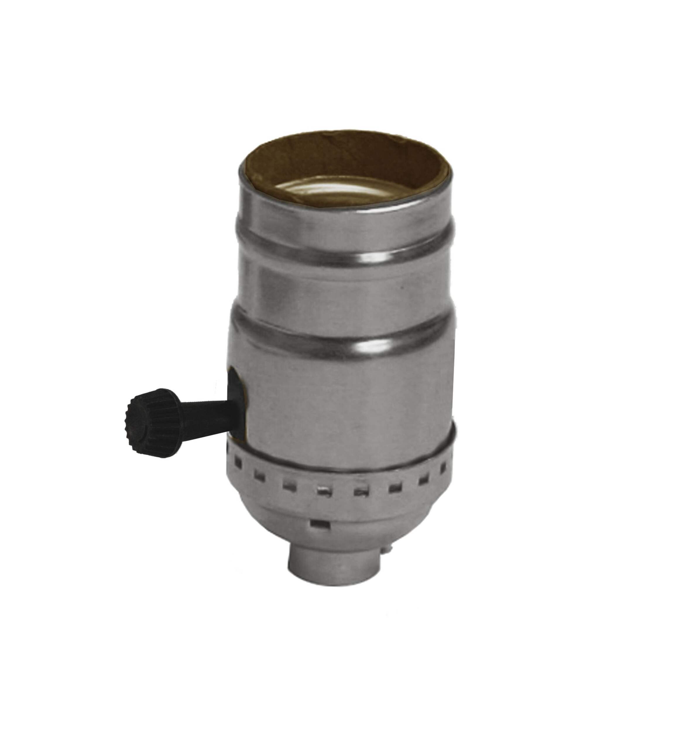 Atron Electro Industries LA846 Medium Base Turn Knob Socket, 250W, 250V, Chrome Overhead_Plunge