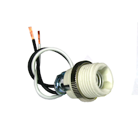 Atron Electro Industries LA1154 Porcelain Candelabra Socket with 12-in Leads and Ring, 125V, 75W, White Front_Angled_Left