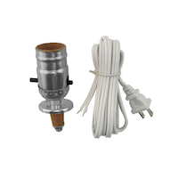Atron Electro Industries LA806 Make-A-Lamp Kit with Socket and Push Through Cord, 100W, Chrome/White