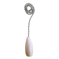 Atron Electro Industries FA9 Wooden Drop Shaped Pull Chain with Nickel Beaded Chain, 12-in, White