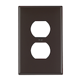 Plaque murale pour interrupteur double en nylon Leviton 00PJ8-743, taille intermédiaire, 1 dispositif, brun Front_Flat