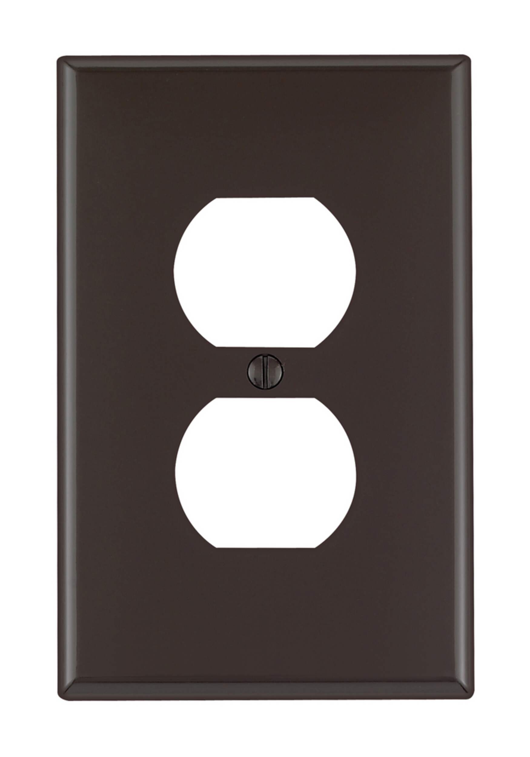 Leviton 00PJ8-743 Midway Nylon Duplex Receptacle Wallplate, 1 Gang, Brown Front_Flat