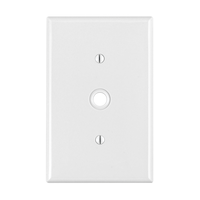 Leviton 0PJ11-742 .406-Inch Hole Midway Nylon Telephone/Cable Wallplate, 1 Gang, White Front_Flat