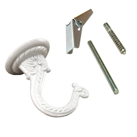 Atron Electro Industries LA729 Decorative Jumbo Hook, Hardware with Fittings Included, White Composite_or_Mixed