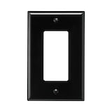 Leviton 0PJ26-749 Decora Rocker Style Switch Midway Nylon Wallplate, 1 Gang, Black Front_Flat